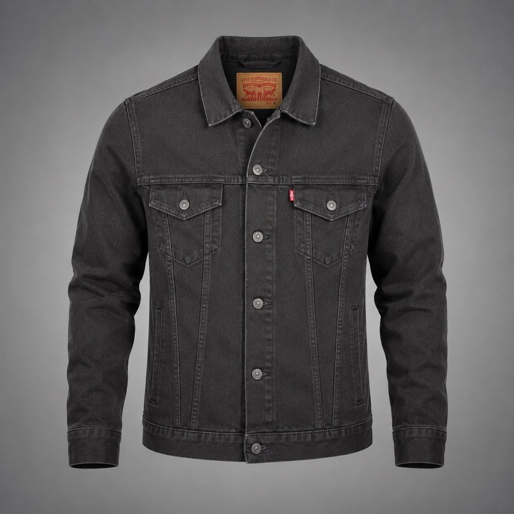 Levi's Trucker Jacket Men's XL Black Denim Type III Water Less Button Front